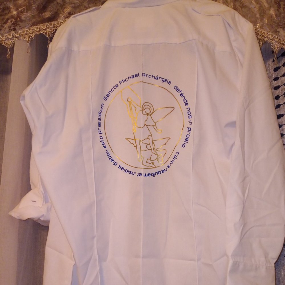 St Michael archangel button up shirt